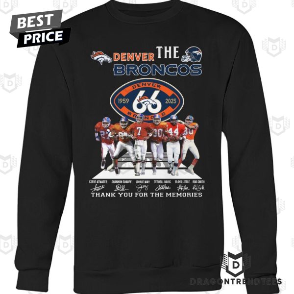 The Denver Broncos 1959-2025 66 Years Signature Thank You For The Memories Unisex T-Shirt