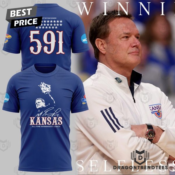 The Winningest Coach Kansas Jayhawks Basketball 3D T-Shirt