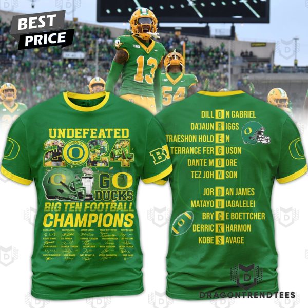 Undefeated 2024 Big Ten Champions Oregon Ducks 3D T-Shirt