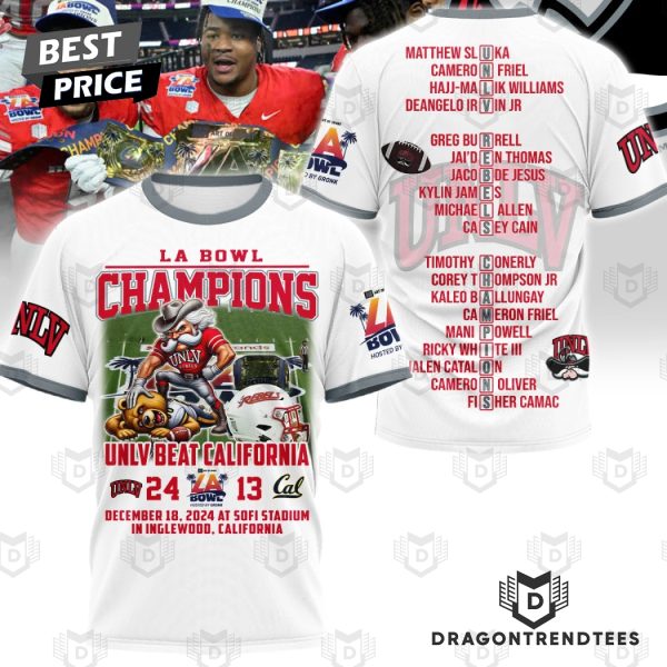 UNLV Rebels LA Bowl Champions UNLV Beat California 3D T-Shirt