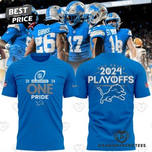 Detroit Lions Play Offs 2024 Black 3D T-Shirt – Blue