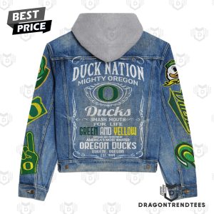 Oregon Ducks – Duck Nation Mighty Oregon Hooded Denim Jacket