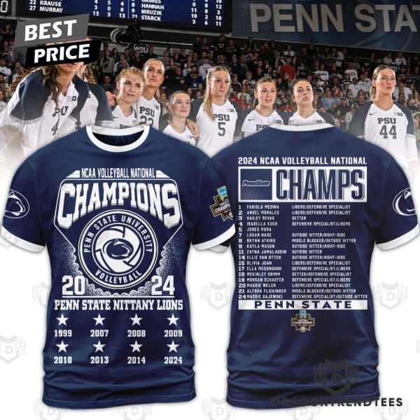 Volleyball National Champions 2024 Penn State Nittany Lions 3D T-Shirt