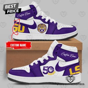 Personalized LSU Tigers Women Basketball Logo 50 Year Air Jordan 1 High Top