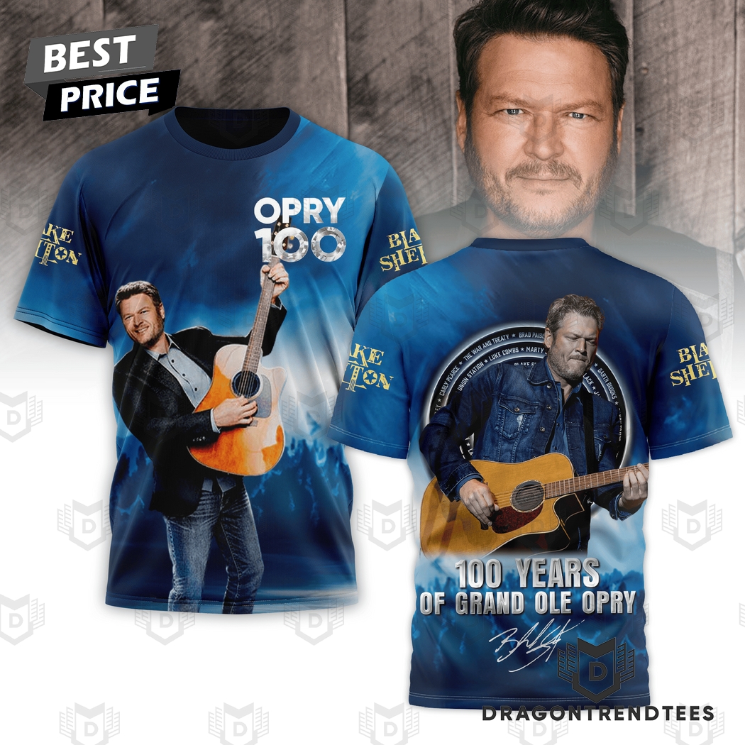 Blake Shelton 100 Years Of Grand Ole Opry Signature 3D T-Shirt Blake Shelton 100 Years Of Grand Ole Opry Signature 3D T-Shirt