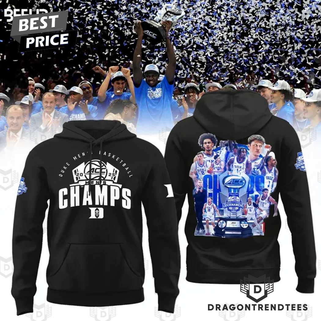 Duke Blue Devils 2025 ACC Mens Basketball Conference Tournament Champions Black Hoodie Duke Blue Devils 2025 ACC Mens Basketball Conference Tournament Champions Black Hoodie