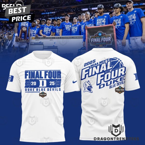 Final Four 2025 Duke Blue Devils NCAA Mens Basketball 3D T-Shirt – White