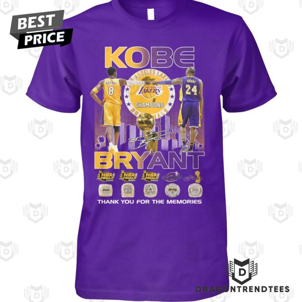 Los Angeles Lakers Kobe Bryant Champions Signature Thank You For The Memories Unisex T-Shirt
