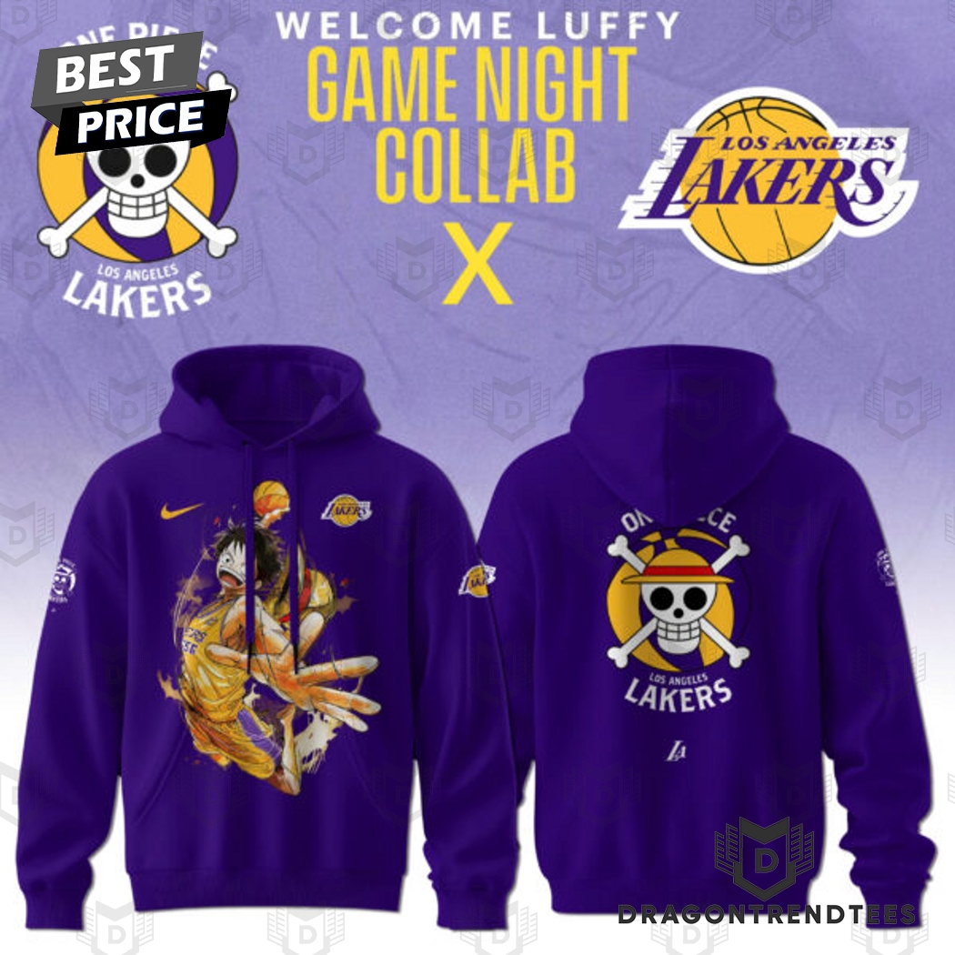 Luffy One Piece x Los Angeles Lakers Hoodie Luffy One Piece x Los Angeles Lakers Hoodie