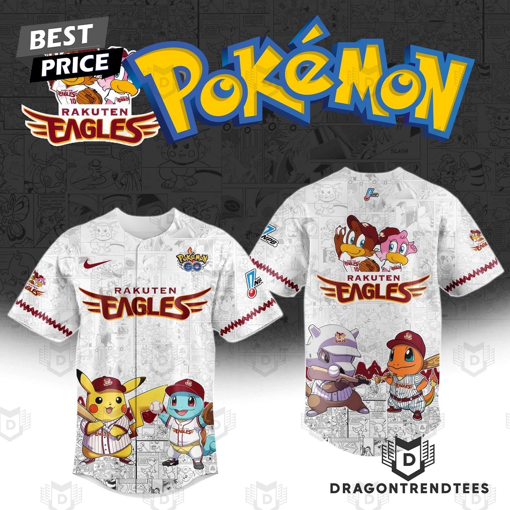 Rakuten Gold. Eagles x Po kemon Go 2025 Baseball Jersey Rakuten Gold. Eagles x Po kemon Go 2025 Baseball Jersey