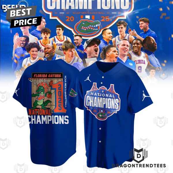 2025 NCAA Florida Gators Mens Basketball National Champions Baseball Jersey – Blue