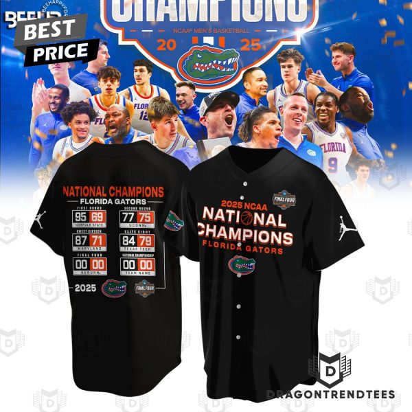 2025 NCAA Mens Basketball National Champions Florida Gators Baseball Jersey – Black