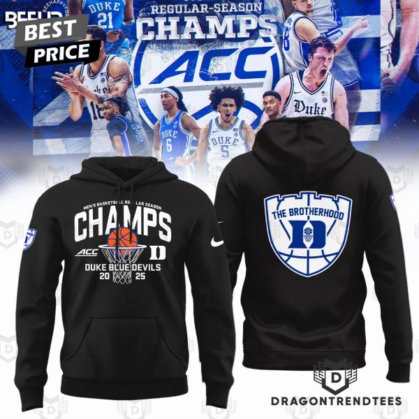 Duke Blue Devils 2025 ACC Mens Basketball Regular Season Champions The Brotherhood Hoodie – Black