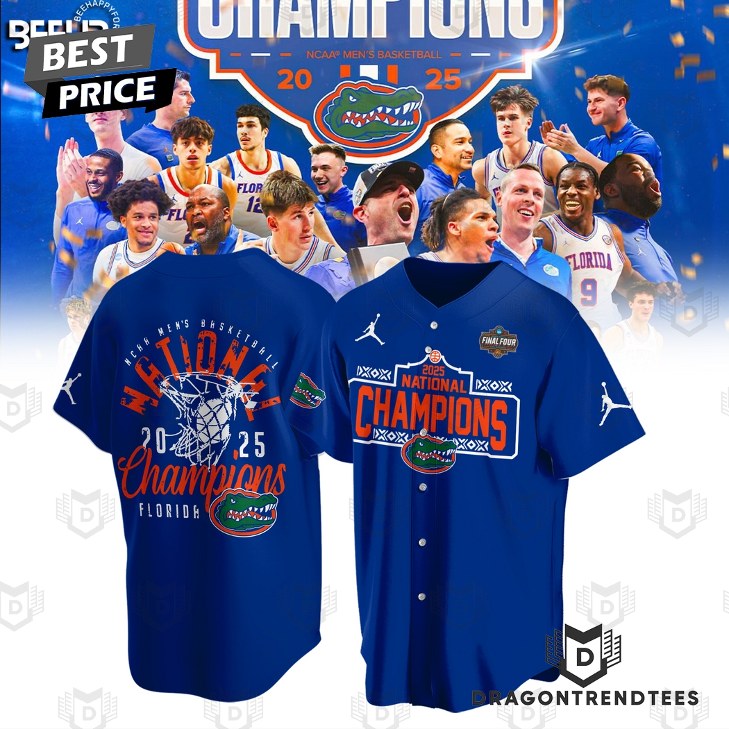 Florida Gators 2025 NCAA Mens Basketball National Champions Baseball Jersey - Blue Florida Gators 2025 NCAA Mens Basketball National Champions Baseball Jersey - Blue