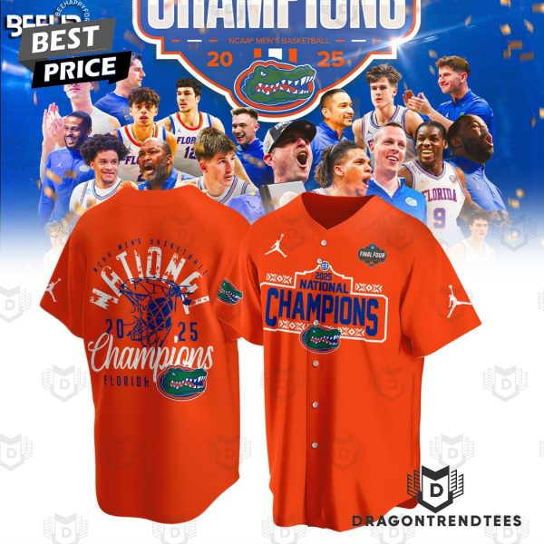 Florida Gators 2025 NCAA Mens Basketball National Champions Baseball Jersey – Orange