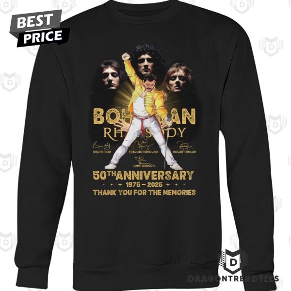Freddie Mercury Bohemian Rhapsody 50th Anniversary 1975-2025 Signature Thank You For The Memories Unisex T-Shirt