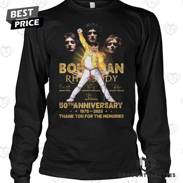 Freddie Mercury Bohemian Rhapsody 50th Anniversary 1975-2025 Signature Thank You For The Memories Unisex T-Shirt