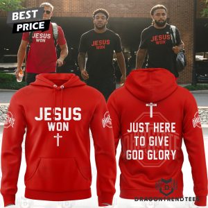 Ohio State Buckeyes JESUS WON Just Here To Give God Glory Special Hoodie – Red