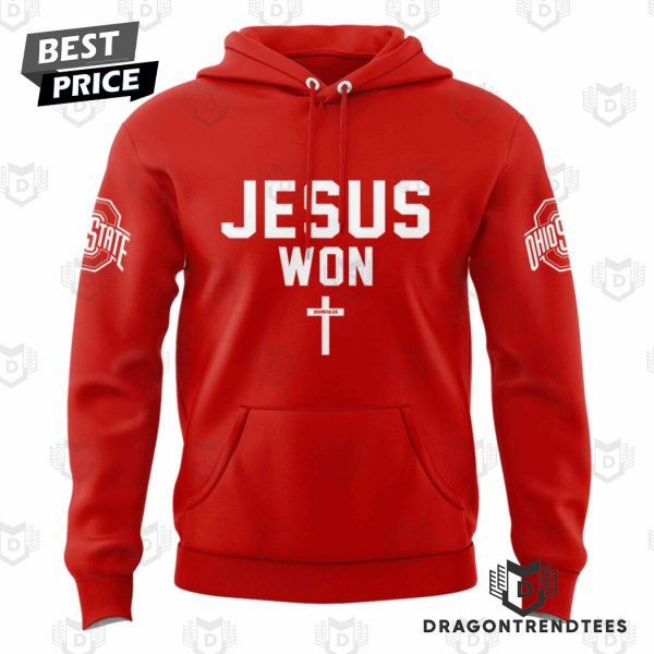 Ohio State Buckeyes JESUS WON Just Here To Give God Glory Special Hoodie – Red