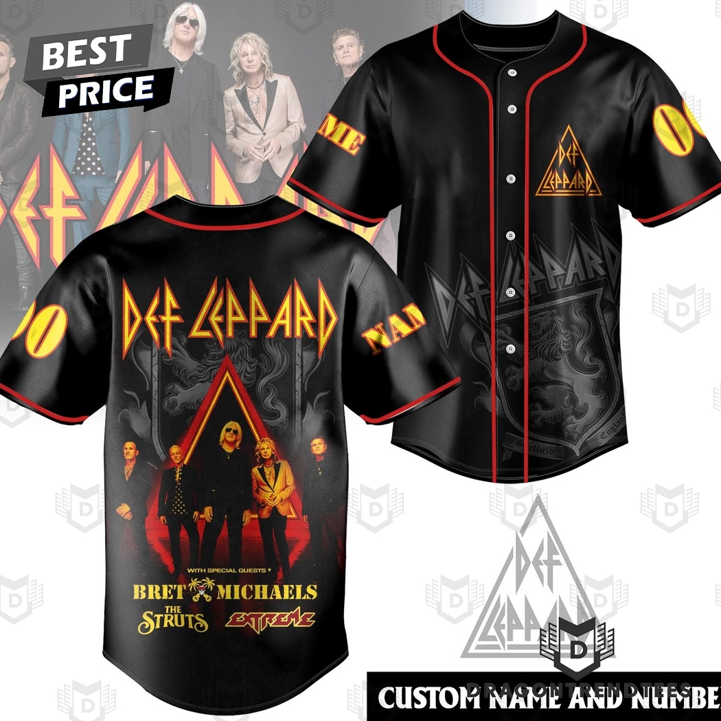 Personalized Def Leppard With Bret Michaels Baseball Jersey Personalized Def Leppard With Bret Michaels Baseball Jersey