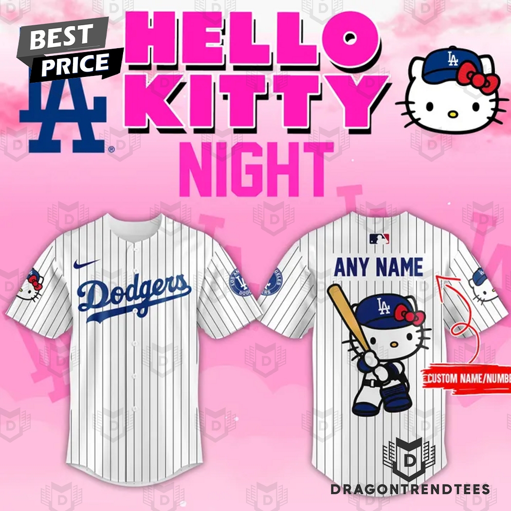 Personalized Los Angeles Dodgers Hello Kitty White Baseball Jersey Personalized Los Angeles Dodgers Hello Kitty White Baseball Jersey