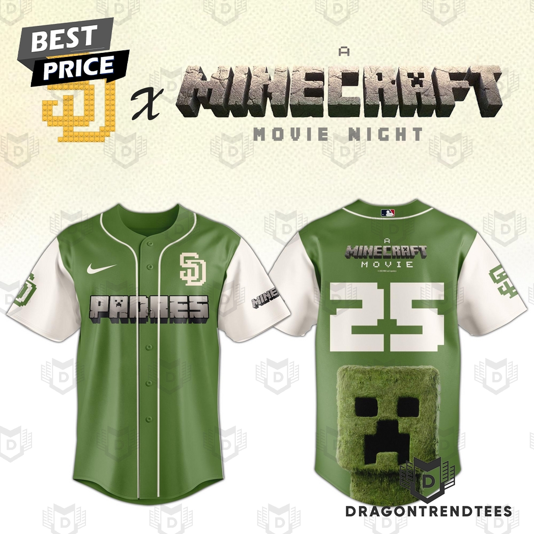 San Diego Padres x A Min ecraft Movie Night Baseball Jersey San Diego Padres x A Min ecraft Movie Night Baseball Jersey