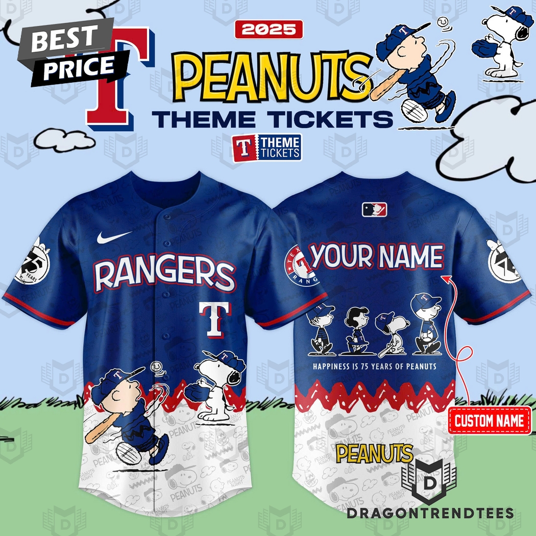 Texas Rangers x 75th Anniversary Of Peanuts Baseball Jersey Texas Rangers x 75th Anniversary Of Peanuts Baseball Jersey