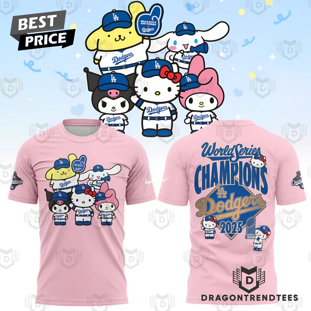 2025 Kitty x Los Angeles Dodgers 2025 World Series Champions 3D T-Shirt - Pink 2025 Kitty x Los Angeles Dodgers 2025 World Series Champions 3D T-Shirt - Pink