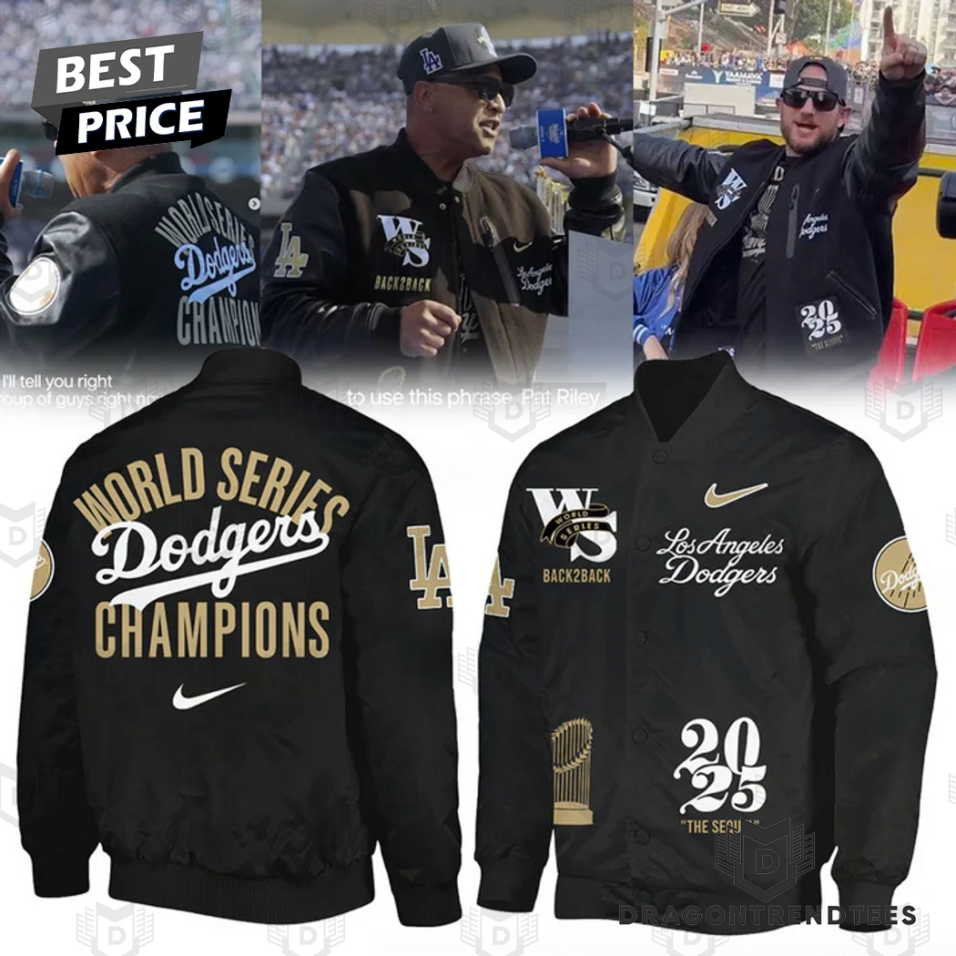 Los Angeles Dodgers 2025 World Series Champions Black Baseball Jacket Los Angeles Dodgers 2025 World Series Champions Black Baseball Jacket