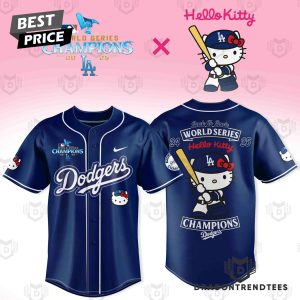 Los Angeles Dodgers Kitty 2025 Back To Back World Series Champions Baseball Jersey – Blue