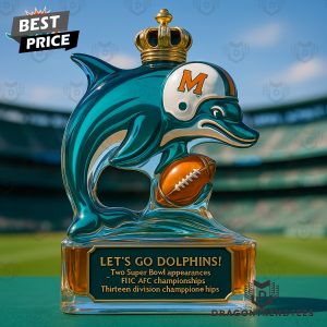 Miami Dolphins Lets Go Dolphins Whiskey Bottle