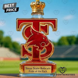 Texas State Bobcats Pride Of The Pack Whiskey Bottle