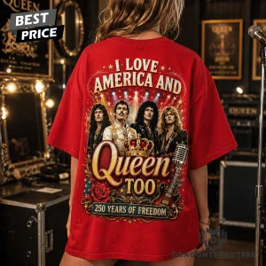 Queen Freddie Mercury America 250 Years Of Freedom Patriotic Rock Band Graphic T-Shirt