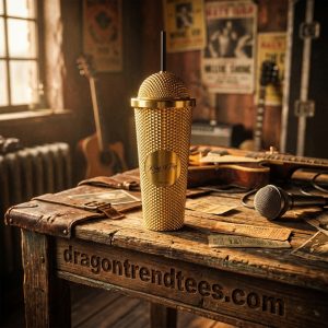 Michael Jackson King of Pop Gold Microphone Studded Premium Tumbler