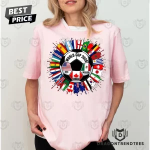 2026 World Cup Soccer Tournament USA Canada Mexico Host International Flags Graphic T-Shirt