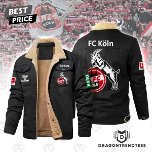 Custom Name 1. FC Koln Bundesliga Soccer Fan Premium Warm Winter Sherpa Fleece Jacket