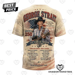 George Strait America 250 Patriotic Country Music Legend Vintage USA Flag 3D All Over Print T-Shirt