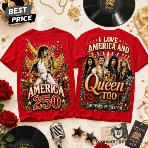 Queen Freddie Mercury America 250 Years Of Freedom Patriotic Rock Band Graphic T-Shirt