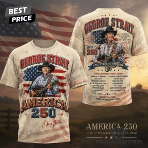 George Strait America 250 Patriotic Country Music Legend Vintage USA Flag 3D All Over Print T-Shirt