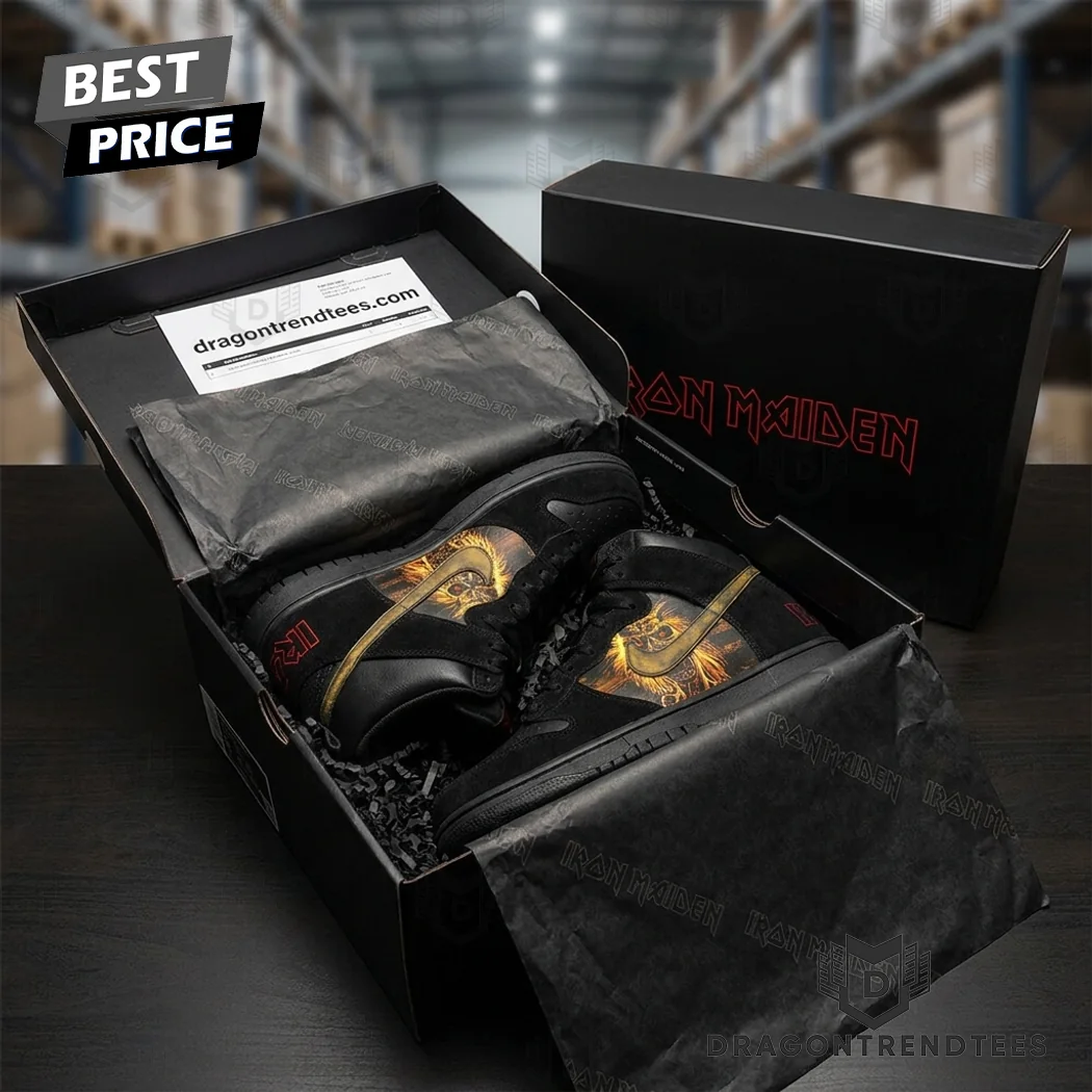 Iron Maiden The Number Of The Beast Eddie Custom Black Nike Dunk High Pro Sneakers Iron Maiden The Number Of The Beast Eddie Custom Black Nike Dunk High Pro Sneakers