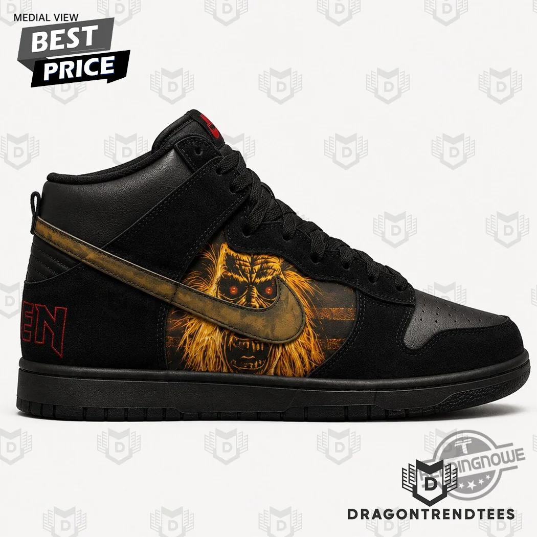 Iron Maiden The Number Of The Beast Eddie Custom Black Nike Dunk High Pro Sneakers Iron Maiden The Number Of The Beast Eddie Custom Black Nike Dunk High Pro Sneakers