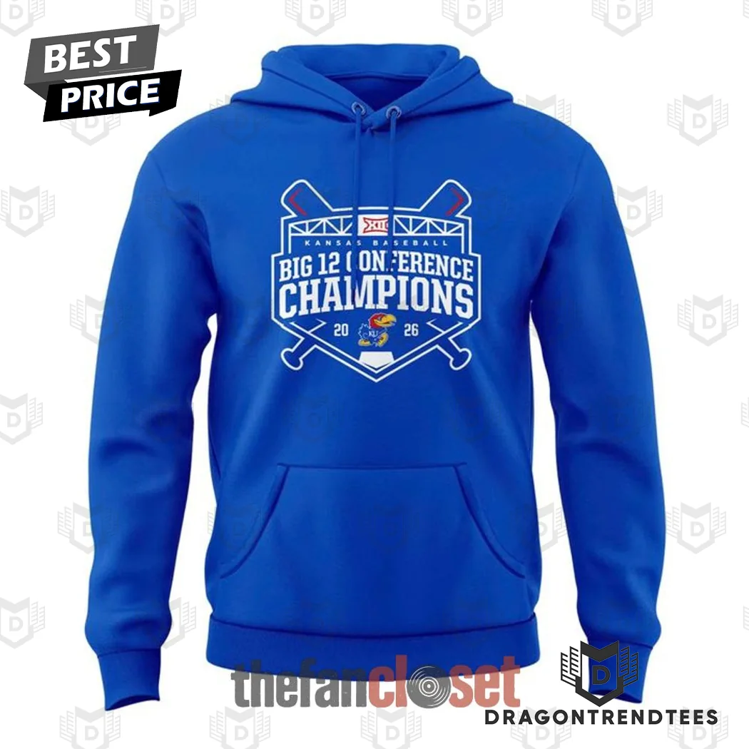 Kansas Jayhawks 2026 Big 12 Baseball Champions Limited Edition Hoodie Kansas Jayhawks 2026 Big 12 Baseball Champions Limited Edition Hoodie