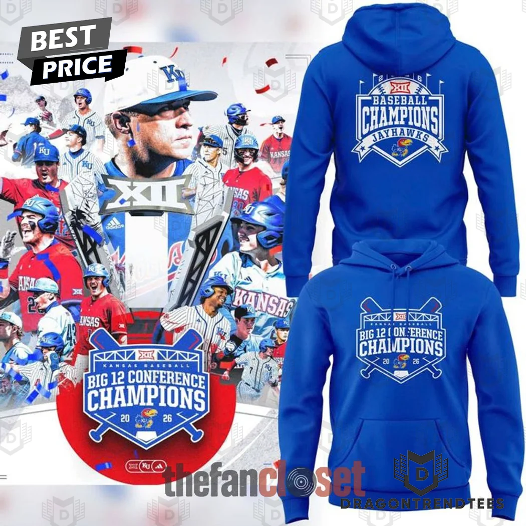 Kansas Jayhawks 2026 Big 12 Baseball Champions Limited Edition Hoodie Kansas Jayhawks 2026 Big 12 Baseball Champions Limited Edition Hoodie