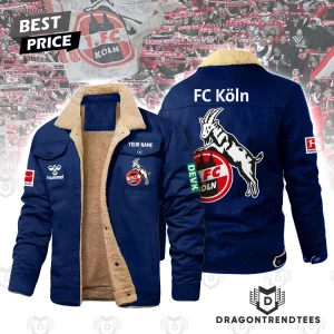 Custom Name 1. FC Koln Bundesliga Soccer Fan Premium Warm Winter Sherpa Fleece Jacket