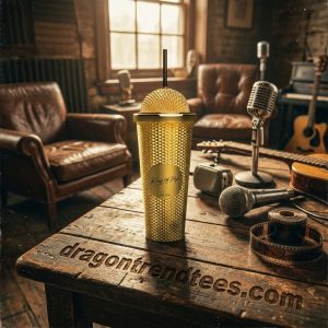 Michael Jackson King of Pop Gold Microphone Studded Premium Tumbler