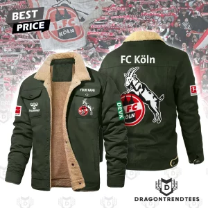 Custom Name 1. FC Koln Bundesliga Soccer Fan Premium Warm Winter Sherpa Fleece Jacket