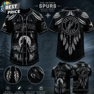 San Antonio Spurs Native American Spirit Heritage Limited Edition Black Baseball Jersey