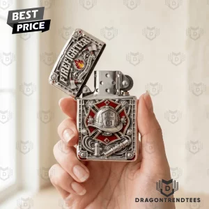 Firefighter Fire Rescue 3D Embossed Maltese Cross First Responder Antique Silver Windproof Pocket Lighter