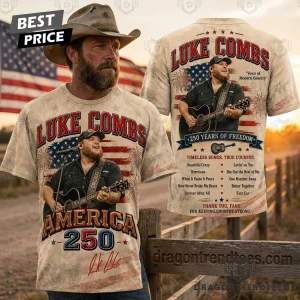 Luke Combs America 250 Years of Freedom Patriotic Country Music Vintage All Over Print 3D T-Shirt