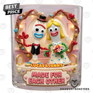 Personalized Forever Together Couple Wedding Anniversary Light-Up 3D Diorama Whiskey Glass